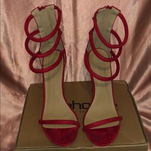 Red strap heels
